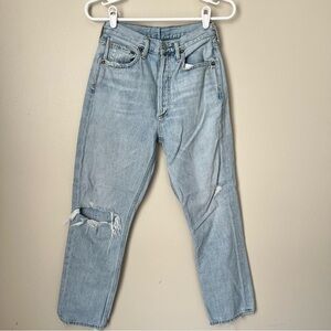 Agolde Women’s Light Wash Riley Crop Cotton Jeans Size 26